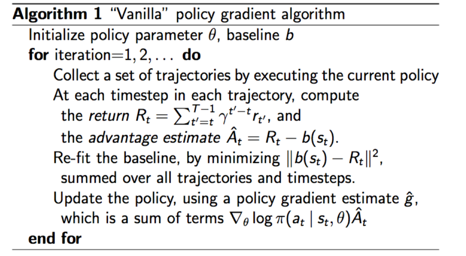 Vanilla PG with baseline